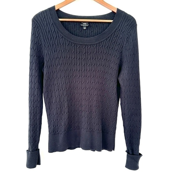 Talbots cable knit sweater with scoop neckline and long sleeves, ๐ฏ Pima cotton - Picture 1 of 8